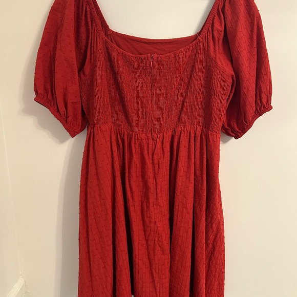 Arula womens Knee Length Puff Sleeve Square Neck Dress, Size X, Red, 100% cotton - Picture 4 of 6